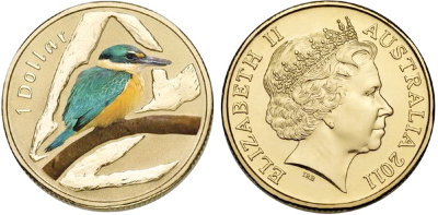 Австралия, 1 доллар 2011 (UNC, бронза) Птицы Австралии, Священный зимородок