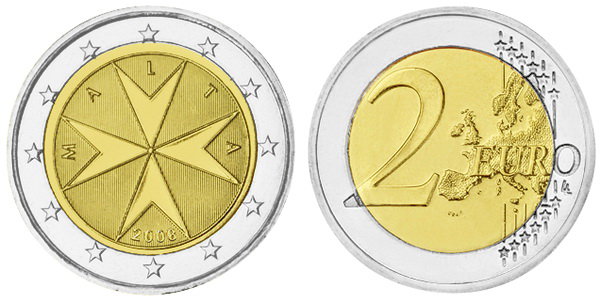 Мальта, 2 евро 2008 (UNC, биметалл)