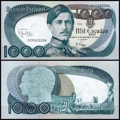 Португалия 1000 эскудо 1980 (UNC Pick 175b)