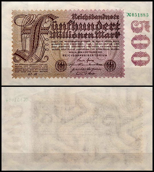 Германия 500.000.000 марок 1923 UNC P.110 Вариант 2