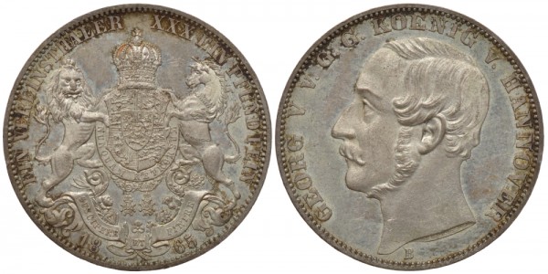 Ганновер 1 талер 1865 B, Георг V (1851-1866)