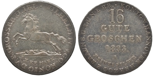 ГАННОВЕР 16 ГУТЕГРОШЕНОВ 1833 ВИЛЬЯМ IV