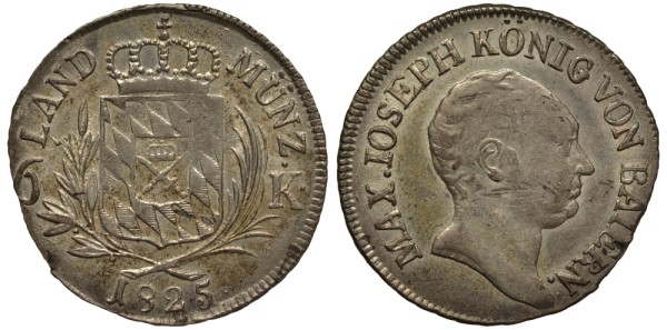 Бавария 6 крейцеров 1825 Максимилиан I Иосиф (1806-1825)