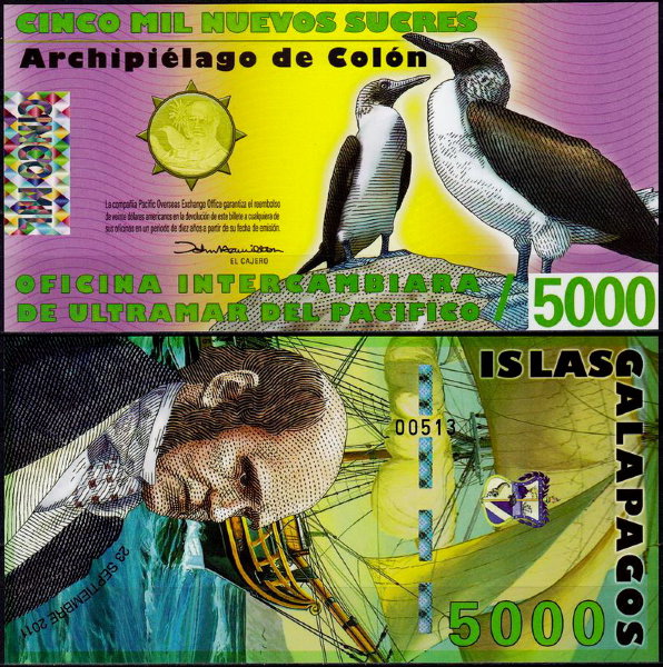 Галапагосские острова 5000 сукре 2011 год. UNC