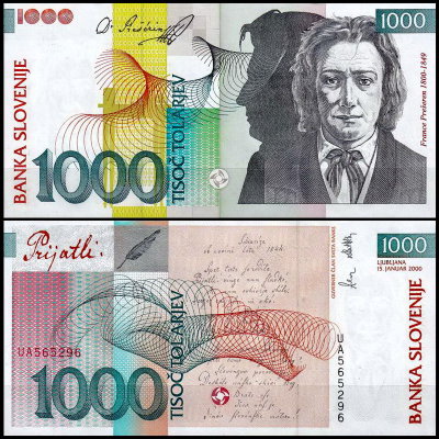 Словения 1000 толаров 2000 (UNC Pick 22)