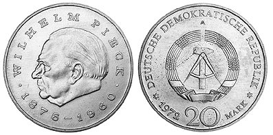 ГДР, 20 марок 1972 год, Вильгельм Пик