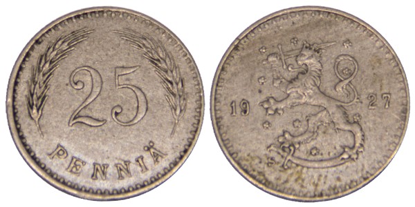 Финляндия, 25 пенни 1927 год