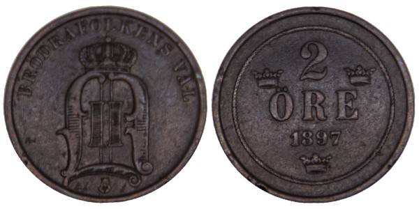 Швеция, 2 эре 1897 год
