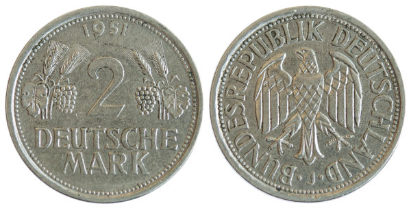 Германия, 2 марки 1951J год, XF №11