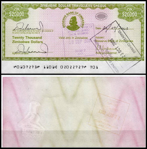 Зимбабве 20000 долларов 2003 (UNC Pick 18)