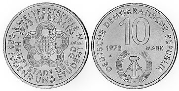 ГДР, 10 марок 1973 год, Фестиваль молодёжи и студентов