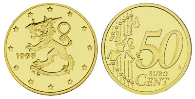 Финляндия, 50 центов 1999 (UNC, латунь)