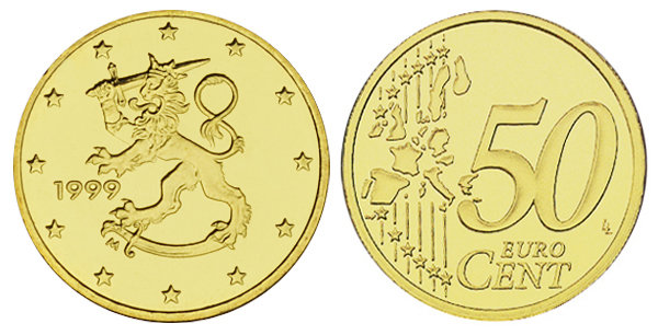 Финляндия, 50 центов 1999 (UNC, латунь)