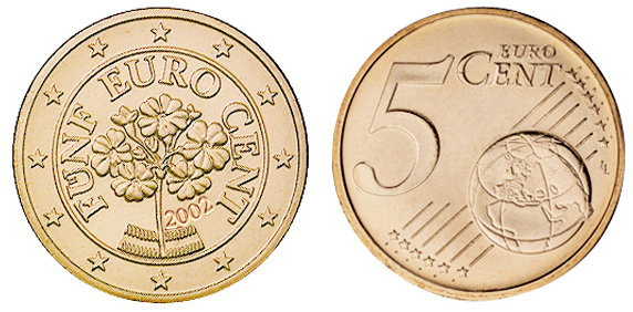 Австрия, 5 центов 2002 (UNC, медь)