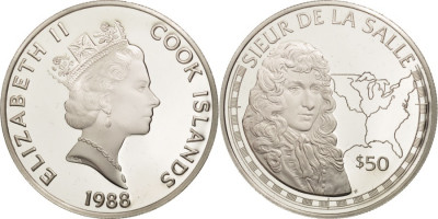 Острова Кука, 50 долларов 1988 год, Кавелье де Ла Саль