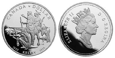 Канада, 1 доллар 1990 год, Экспедиция Генри Келси, ПРУФ
