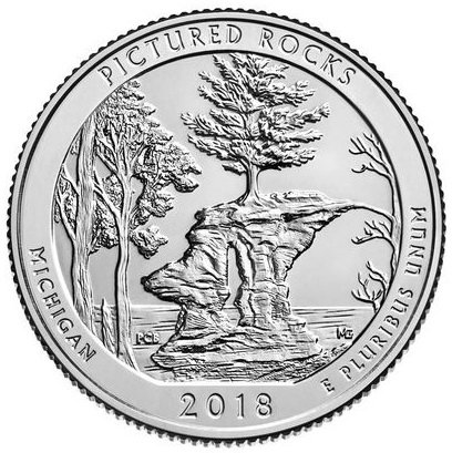 США, 25 центов 2018 год, Побережье Пикчерд-Рокс