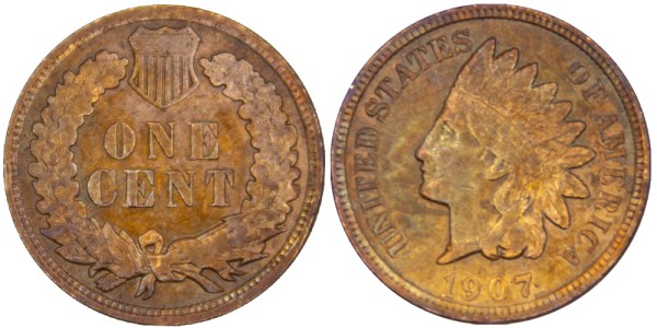 США, 1 цент 1907 год
