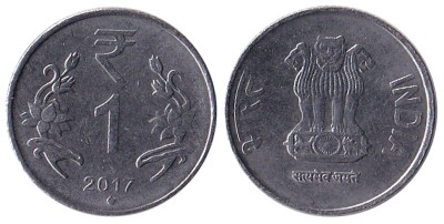 Индия 1 рупий 2017 год