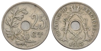 Бельгия, 25 сантимов 1913 год