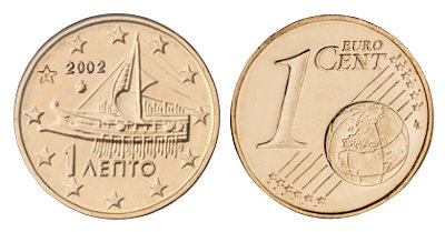 Греция, 1 цент 2002 (UNC, медь) Со знаком монетного двора