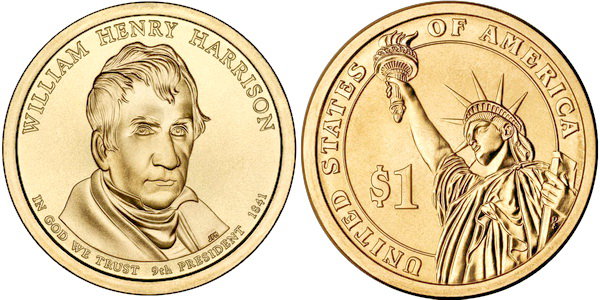 США, 1 доллар 2009 год, 9-й президент Уильям Генри Гаррисон