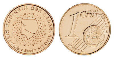 Нидерланды, 1 цент 2009 (UNC, медь)