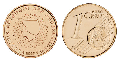 Нидерланды, 1 цент 2009 (UNC, медь)