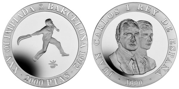Испания, 2000 песет 1990 год, XXV Олимпийские игры в Барселоне, Бейсбол, ПРУФ
