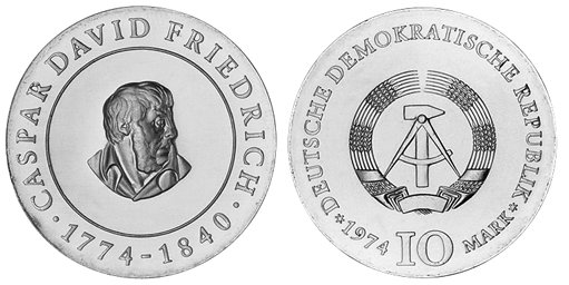 ГДР, 10 марок 1974 год, Каспар Давид Фридрих