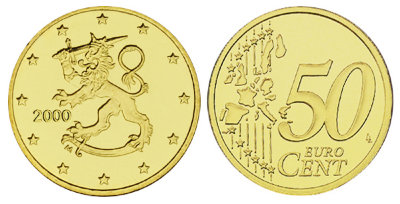 Финляндия, 50 центов 2000 (UNC, латунь)