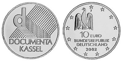 Германия, 10 евро 2002 J (UNC) Художественная выставка в Касселе