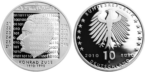 Германия, 10 евро 2010 G (PROOF) 100 лет со дня рождения инженера Конрада Цузе