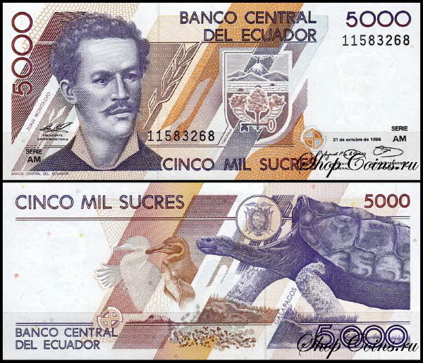Эквадор 5000 сукре 1996 (UNC Pick 128b)