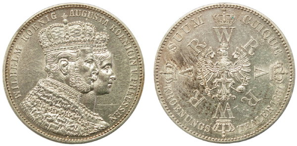 Пруссия, 1 талер 1861 год, AUNC