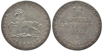 ГАННОВЕР 16 ГУТЕГРОШЕН 1833 ВИЛЬЯМ IV