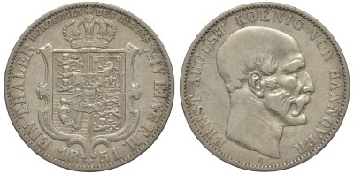 Ганновер 1 талер 1851 B, Эрнст Август (1837-1851)(1837-1851)