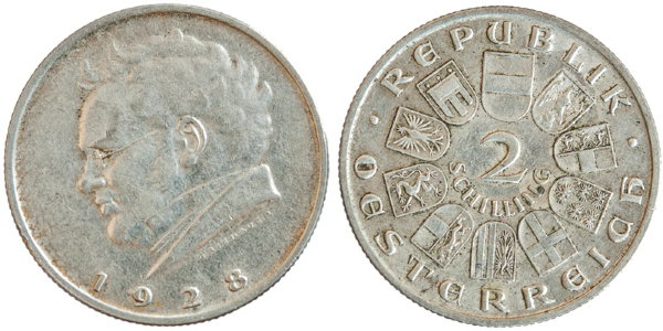 Австрия, 2 шиллинга 1928 год, Франц Шуберт