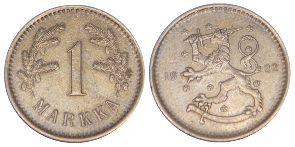 Финляндия, 1 марка 1922 год