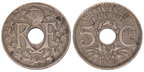 Франция, 5 сантимов 1923 год