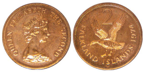 Фолклендские острова, 2 пенса 1974 год