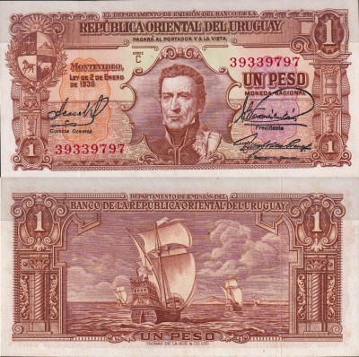 Уругвай 1 песо 1939 (UNC Pick 35b)
