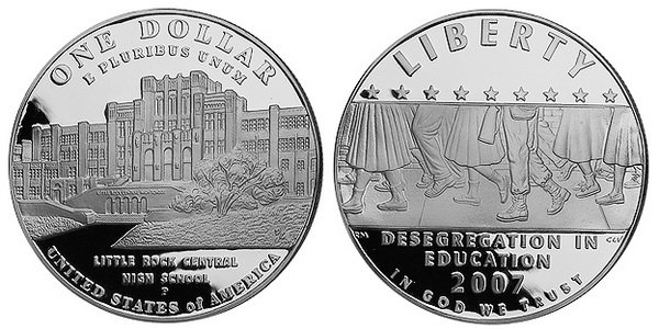 США, 1 доллар 2007 год, Десегрегация средней школы, ПРУФ
