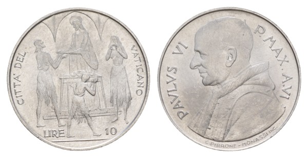 Ватикан, 10 лир 1968 год