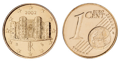 Италия, 1 цент 2002 (UNC, медь)