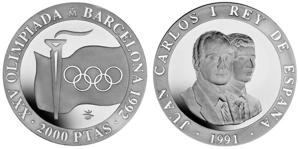Испания, 2000 песет 1991 год, Олимпийские игры в Барселоне, Факел, ПРУФ