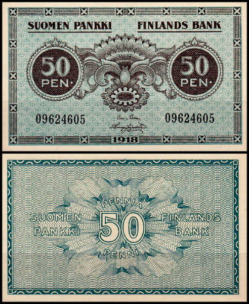 Финляндия 50 пенни 1918 (UNC Pick 34)