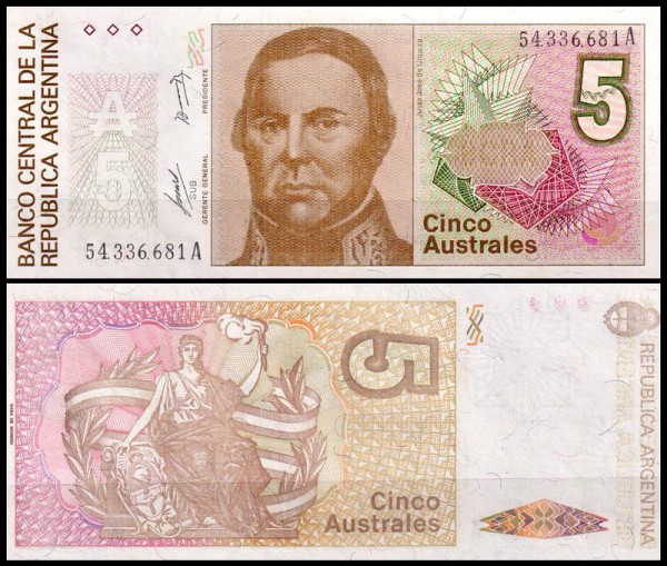 Аргентина 5 аустралей 1985-1989 (UNC Pick 324a)