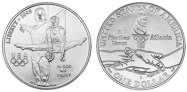 США, 1 доллар 1995 год, XXVI Олимпийские игры в Атланте, Гимнастика