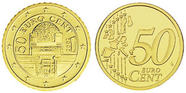 Австрия, 50 центов 2002 (UNC, медь)
